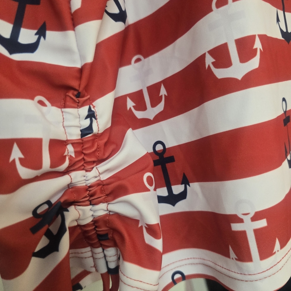 Red and White Striped Anchor Tankini - Picture 4 of 6
